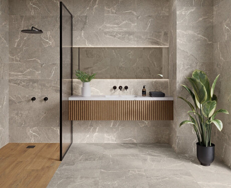 Gres porcelánico con vetas para suelo, 100x100, mate, gris A4H506 Volterra Grey