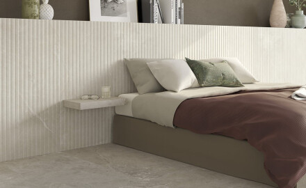 Gres estriado para suelo, 60 x 120, gris claro mate, A4H510 Rigat-One Ermetica Bianco