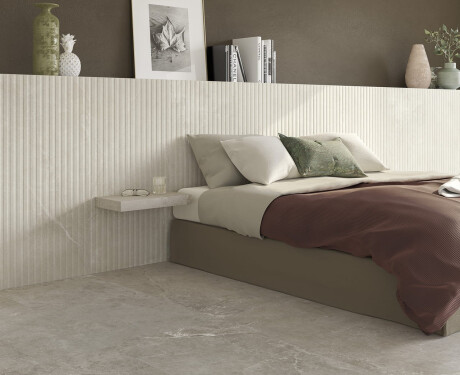 Gres estriado para suelo, 60 x 120, gris claro mate, A4H510 Rigat-One Ermetica Bianco