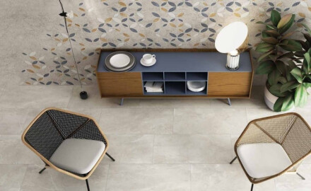 Gres esmaltado para suelo, 60 x 120 cm, gris claro mate, rectificado, A4H83 Iroc White