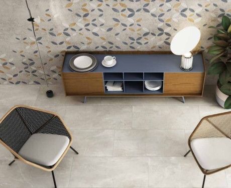 Gres esmaltado para suelo, 60 x 120 cm, gris claro mate, rectificado, A4H83 Iroc White