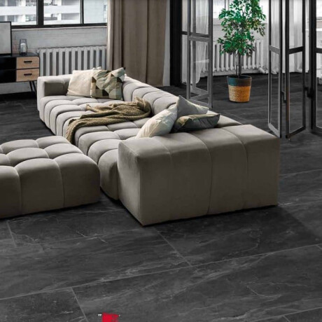 Gres esmaltado para suelo, 60 x 120 cm, negro mate, rectificado, A4H85 Iroc Black #18