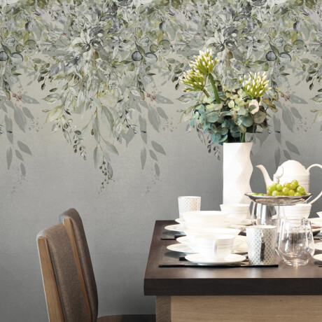 Azulejo de gres para pared de 60 x 120 cm, gris con motivos florales, acabado mate A4H918 Flower #2