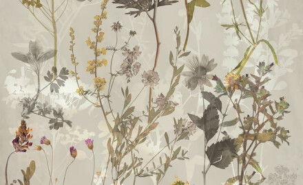 Azulejo de gres para pared de 60 x 120 cm, gris con motivos florales, acabado mate, A4H919 Glame