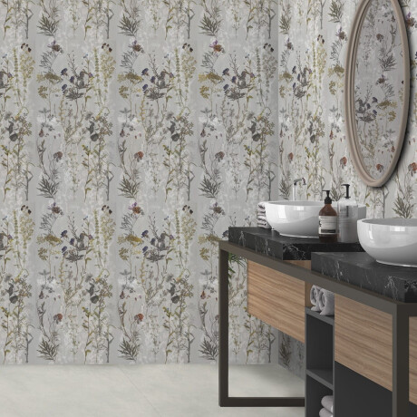 Azulejo de gres para pared de 60 x 120 cm, gris con motivos florales, acabado mate, A4H919 Glame #2