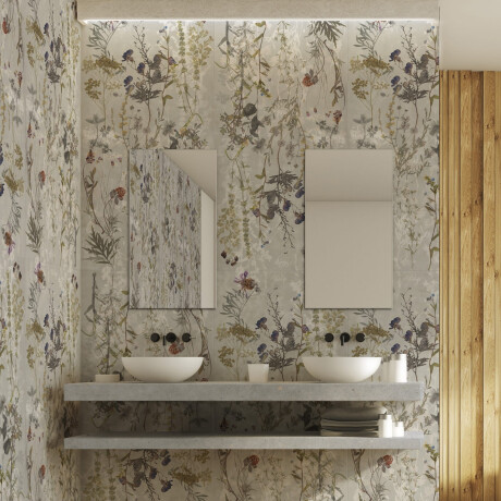 Azulejo de gres para pared de 60 x 120 cm, gris con motivos florales, acabado mate, A4H919 Glame #4