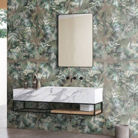 Azulejo de gres para pared de 60 x 120 cm, color beige, con motivos vegetales, acabado mate, modelo A4H922 Kamu #3