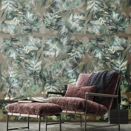 Azulejo de gres para pared de 60 x 120 cm, color beige, con motivos vegetales, acabado mate, modelo A4H922 Kamu #4