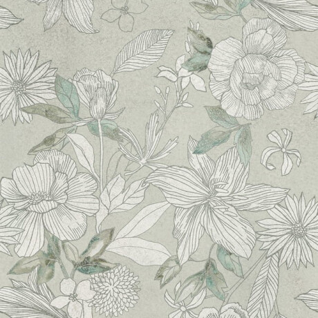 Azulejo de gres para pared, 60 x 120 cm, gris con motivos florales, acabado mate, A4H923 Lirio #4