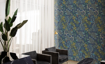 Azulejo de gres para pared de 60 x 120 cm, azul, con motivos vegetales, acabado mate, A4H924 Majorele