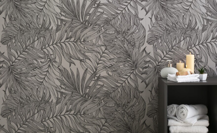 Azulejo de gres para pared de 60 x 120 cm, gris, con motivos vegetales, acabado mate, A4H925, Panaria