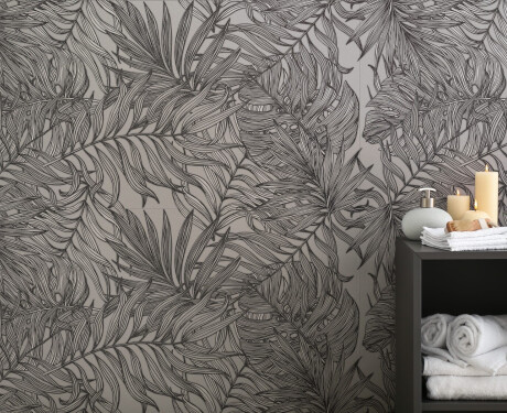 Azulejo de gres para pared de 60 x 120 cm, gris, con motivos vegetales, acabado mate, A4H925, Panaria