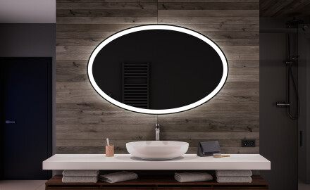 Espejo ovalado baño con luz L74 - Horizontal