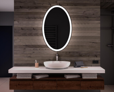 Espejo ovalado baño con luz L74 - Vertical