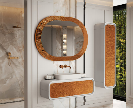Espejo de baño con elegante detalle metálico L289