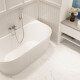 Bañera exenta acanalada Glamour de 170 cm, con sifón y tapón/desagüe en blanco #1