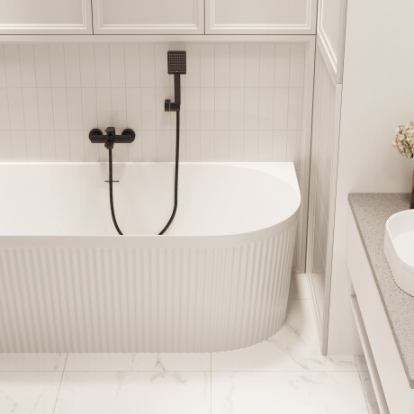 Bañera exenta acanalada Glamour de 170 cm, con sifón y tapón/desagüe en blanco #2