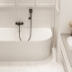 Bañera exenta acanalada Glamour de 170 cm, con sifón y tapón/desagüe en blanco #2