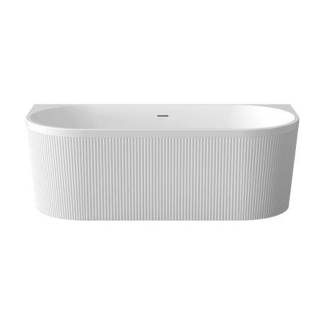 Bañera exenta acanalada Glamour de 170 cm, con sifón y tapón/desagüe en blanco #4
