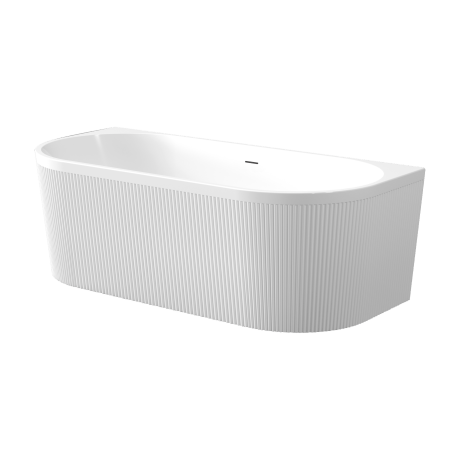 Bañera exenta acanalada Glamour de 170 cm, con sifón y tapón/desagüe en blanco #5