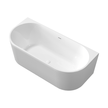 Bañera exenta acanalada Glamour de 170 cm, con sifón y tapón/desagüe en blanco #6