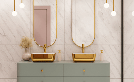 Lavabo sobre encimera MALAGA blanco/oro