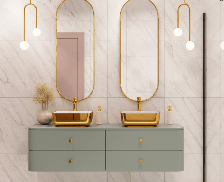 Lavabo sobre encimera MALAGA blanco/oro