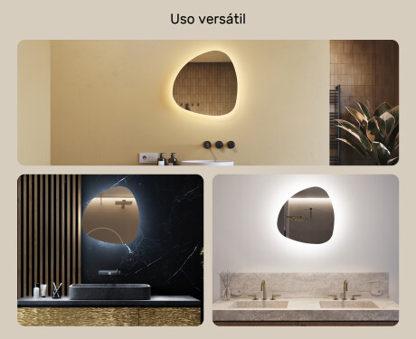 Espejo de baño LED de forma irregular 54x54cm con luz LED fría de 7000K, luz cálida de 3000K o luz neutra de 4500K #2