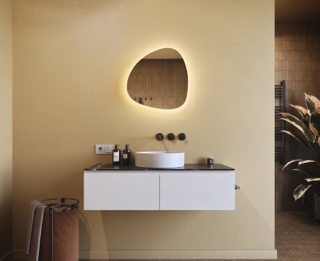 Espejo de baño LED de forma irregular 54x54cm con luz LED fría de 7000K, luz cálida de 3000K o luz neutra de 4500K #8
