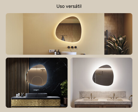 Espejo de baño LED de forma irregular 74x74cm con luz LED fría de 7000K, luz cálida de 3000K o luz neutra de 4500K #2