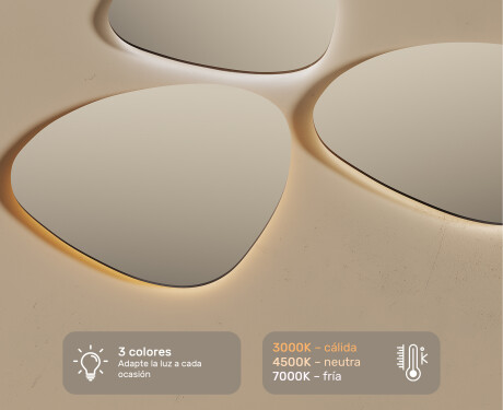 Espejo de baño LED de forma irregular 74x74cm con luz LED fría de 7000K, luz cálida de 3000K o luz neutra de 4500K #3