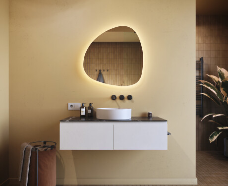 Espejo de baño LED de forma irregular 74x74cm con luz LED fría de 7000K, luz cálida de 3000K o luz neutra de 4500K #8