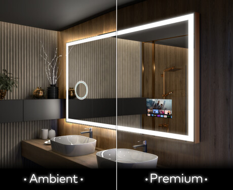 Espejo de baño LED 80 x 60 cm, suspensión vertical/horizontal