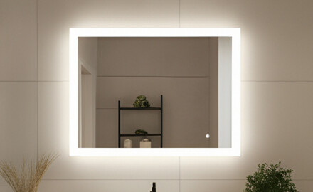 Espejo rectangular de baño con iluminación LED 80x60 cm con Dual color, Interruptor táctil