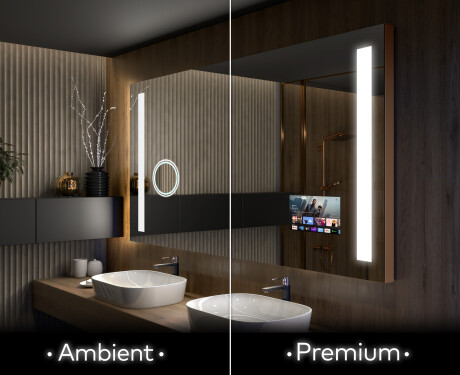 Artforma - Espejo con LED baño con estante L02