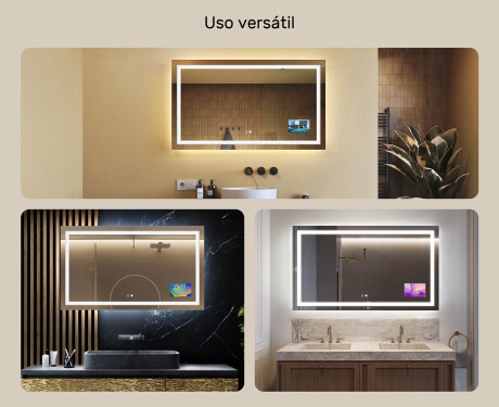 Rectangulares espejos retroiluminado para baños L15 120x80cm - SmartScreen, DualColor, Estera de calefacción #2