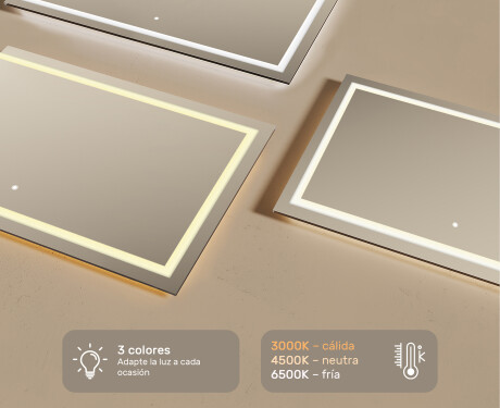 Rectangulares espejos retroiluminado para baños L15 120x80cm - SmartScreen, DualColor, Estera de calefacción #5