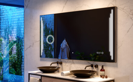Artforma 120 x 100 cm Espejo de Baño con Iluminación LED - Luz Espejo de  Pared con Accesorios - Diferentes tamaños para Baño Dormitorio Maquillaje -  L49 : .es: Hogar y cocina
