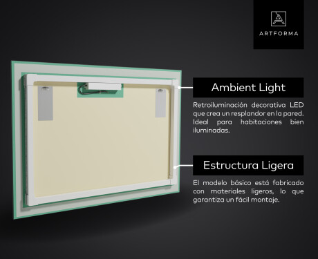 Espejo de baño moderno e iluminado LED L58 #2