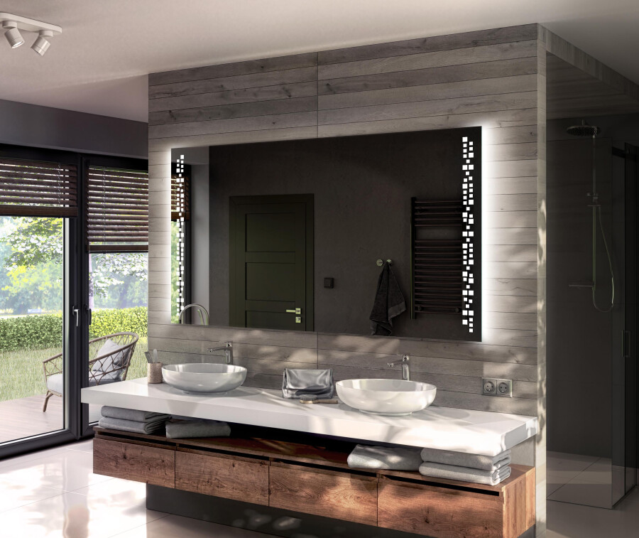 Espejo de baño LED 80×60cm + espejo de aumento + bluetooth