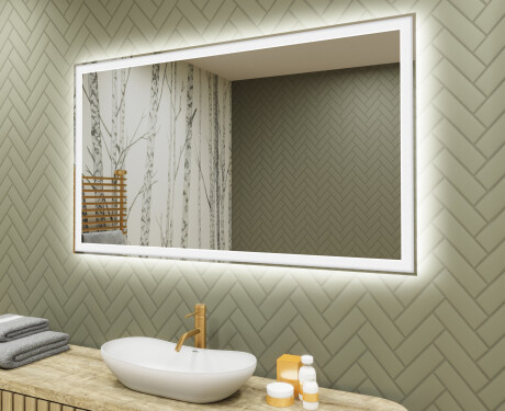 Espejo de baño con luz LED incorporada 120x70cm con luz LED fría de 7000K, luz cálida de 3000K o luz neutra de 4500K