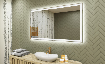 Espejo de baño con luz LED incorporada 120x70cm con luz LED fría de 7000K, luz cálida de 3000K o luz neutra de 4500K