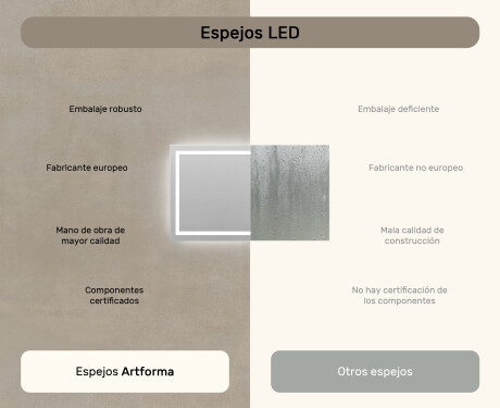 Espejo de baño con luz LED incorporada 120x70cm con luz LED fría de 7000K, luz cálida de 3000K o luz neutra de 4500K #6