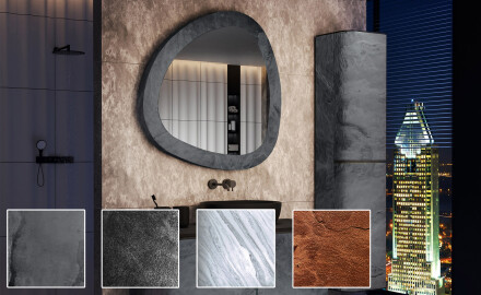 Espejo de forma irregular con marco de piedra natural L296