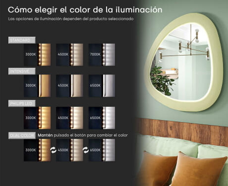 Espejo LED de forma irregular con marco de MDF lacado L308 #5