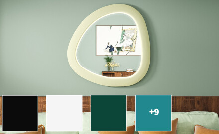 Espejo LED de forma irregular con marco de MDF lacado L308
