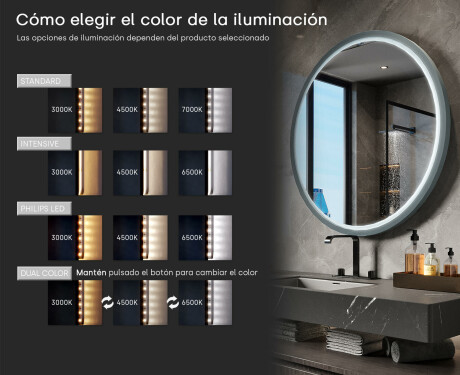 Espejo LED redondo con marco de MDF lacado L306 #5