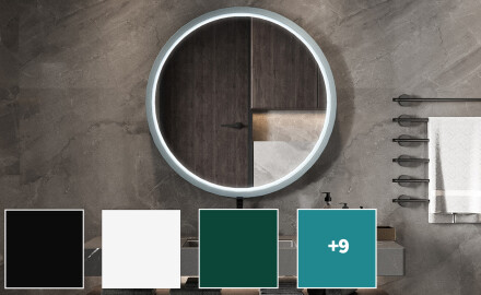 Espejo LED redondo con marco de MDF lacado L306