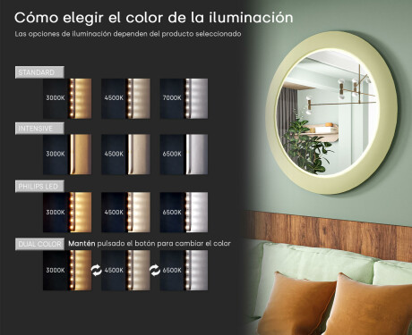 Espejo LED con MDF en un marco redondo y lacado L306 #5