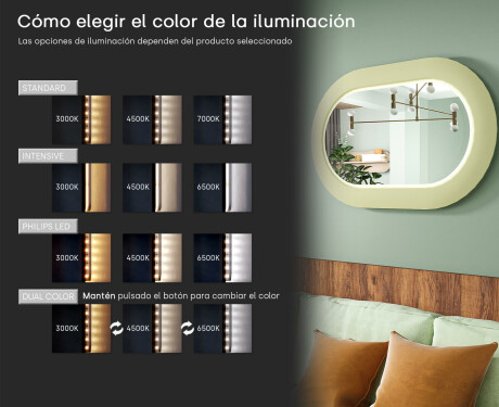 Espejo LED moderno con forma de estadio y marco de MDF L307 #5